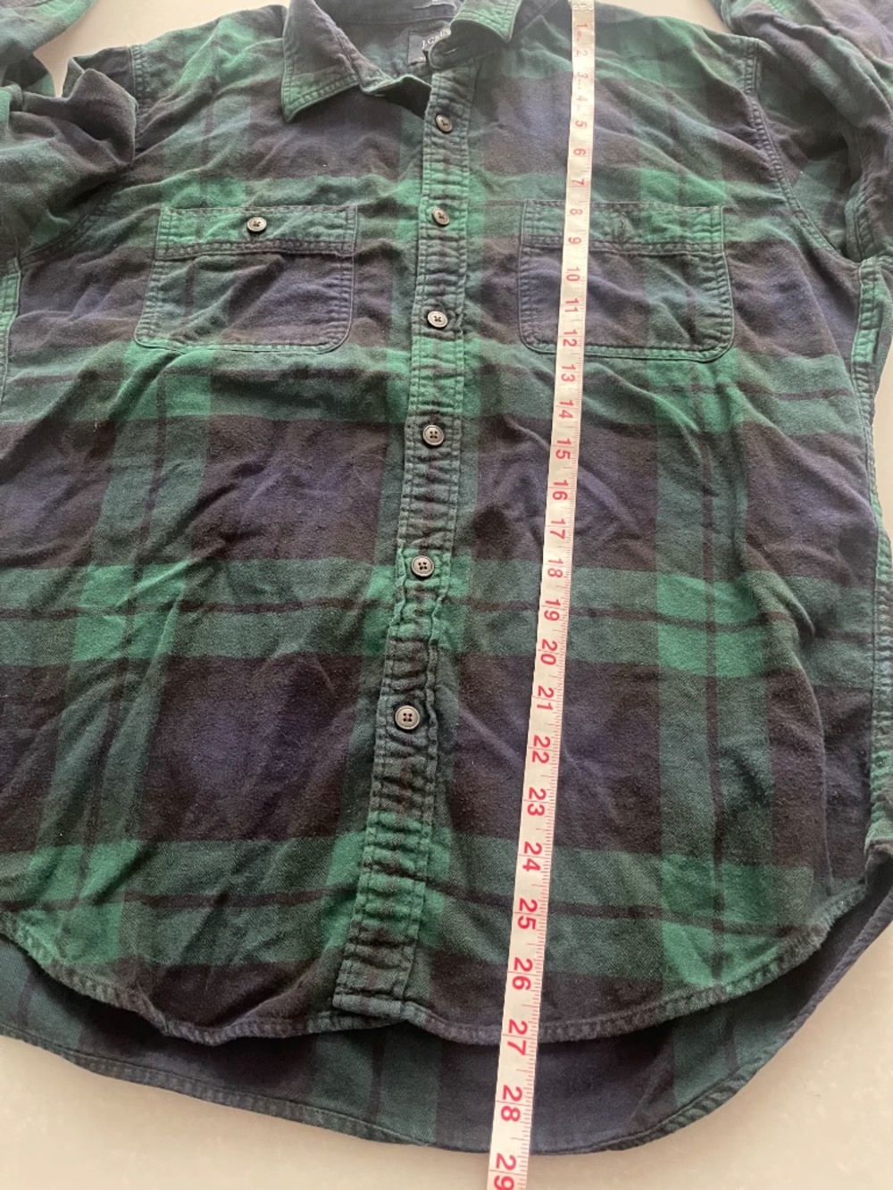 J.Crew Flannel Shirt Men’s L Slim Fit Green Black Buffalo Plaid Cotton Button Up - Picture 6 of 10